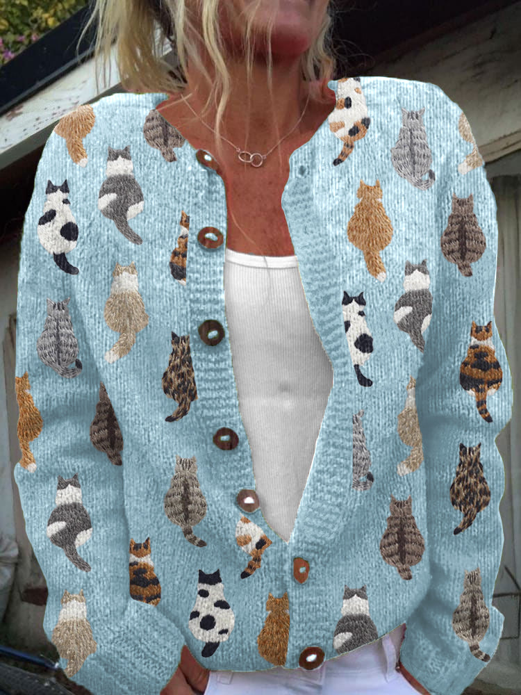 Sorielle™ | Cat Print Knit Cardigan 3