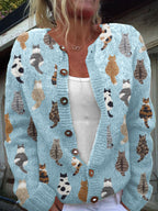 Sorielle™ | Cat Print Knit Cardigan 3