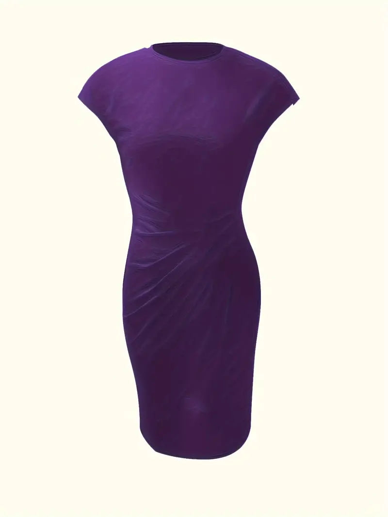 Jula - Women's Midi Dress with Ruching Detail and Short Sleeves