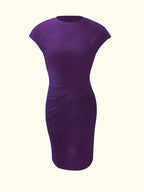 Jula - Women's Midi Dress with Ruching Detail and Short Sleeves