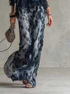 Imani | Chiffon Halter Top & Printed Wide-Leg Pants Set