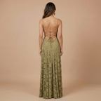 Women's Wedding Guest Floral Lace Maxi Dress Spaghetti Strap