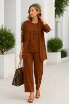 Madison - Women's Plus Size 3-Piece Set with Open-Front Longline Jacket