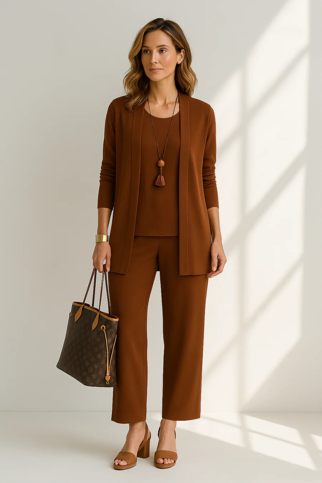 Madison - Women's Plus Size 3-Piece Set with Open-Front Longline Jacket