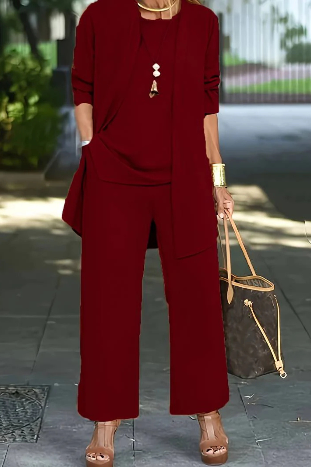 Madison - Women's Plus Size 3-Piece Set with Open-Front Longline Jacket
