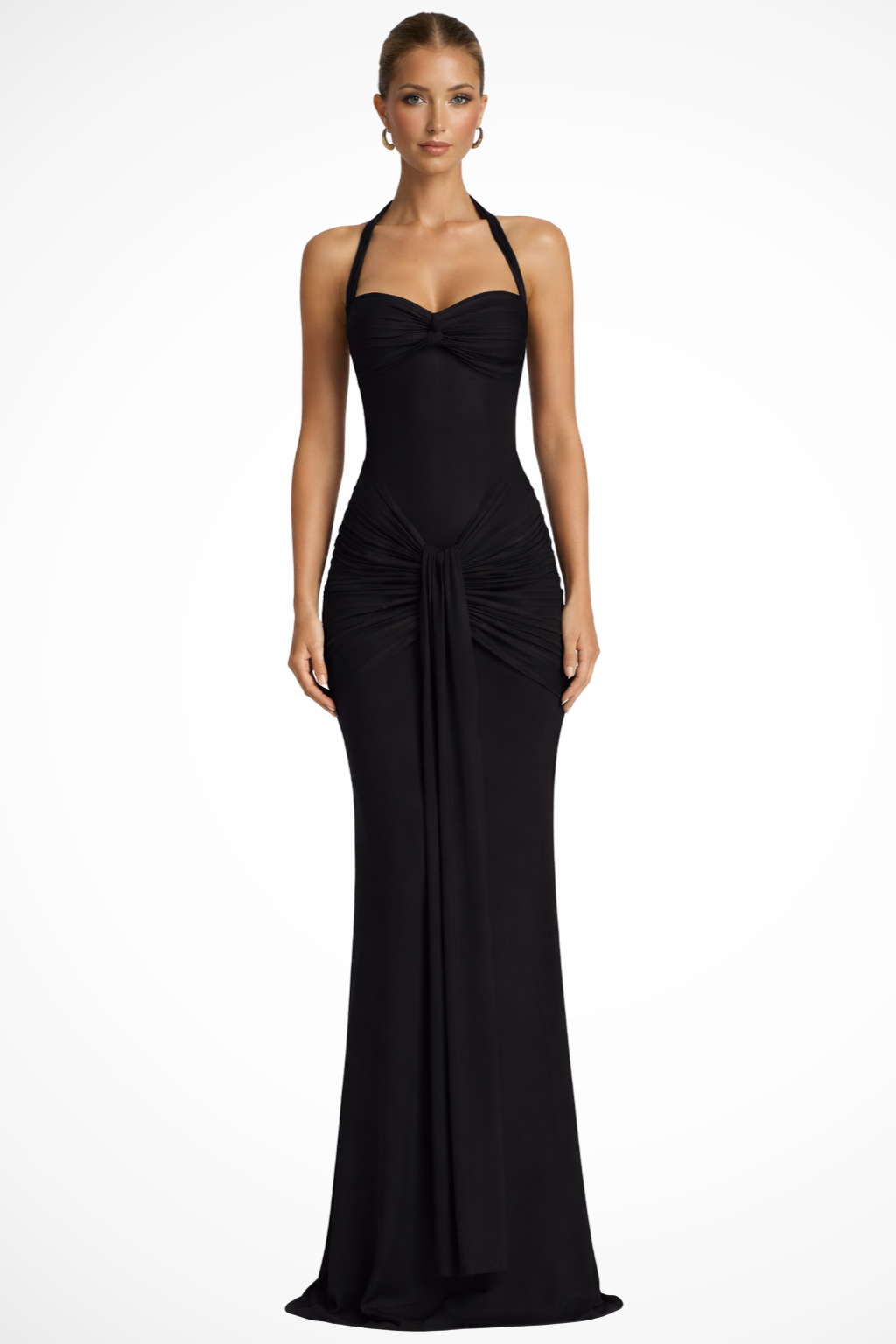 Ruth - Women's Halter Neck Ruched Maxi Dress