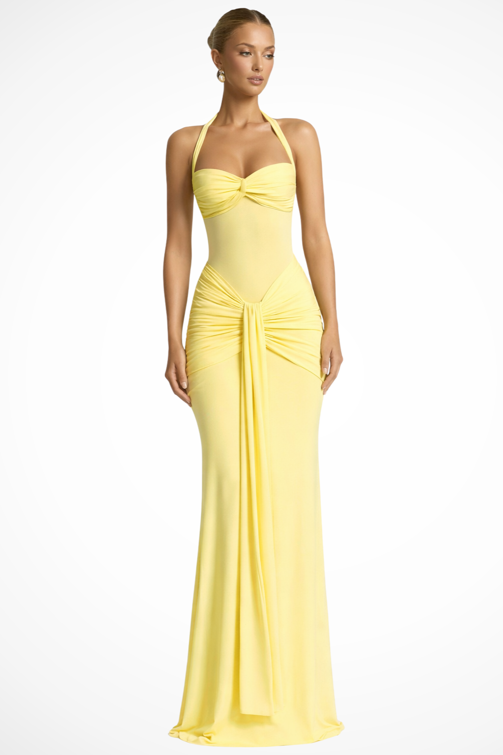 Ruth - Women's Halter Neck Ruched Maxi Dress