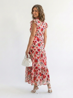 Lila | Floral V-Neck Tiered Midi Dress 8