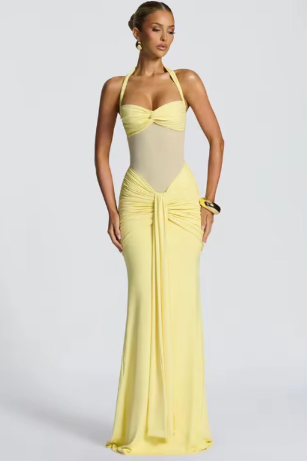 Ruth - Women's Halter Neck Ruched Maxi Dress