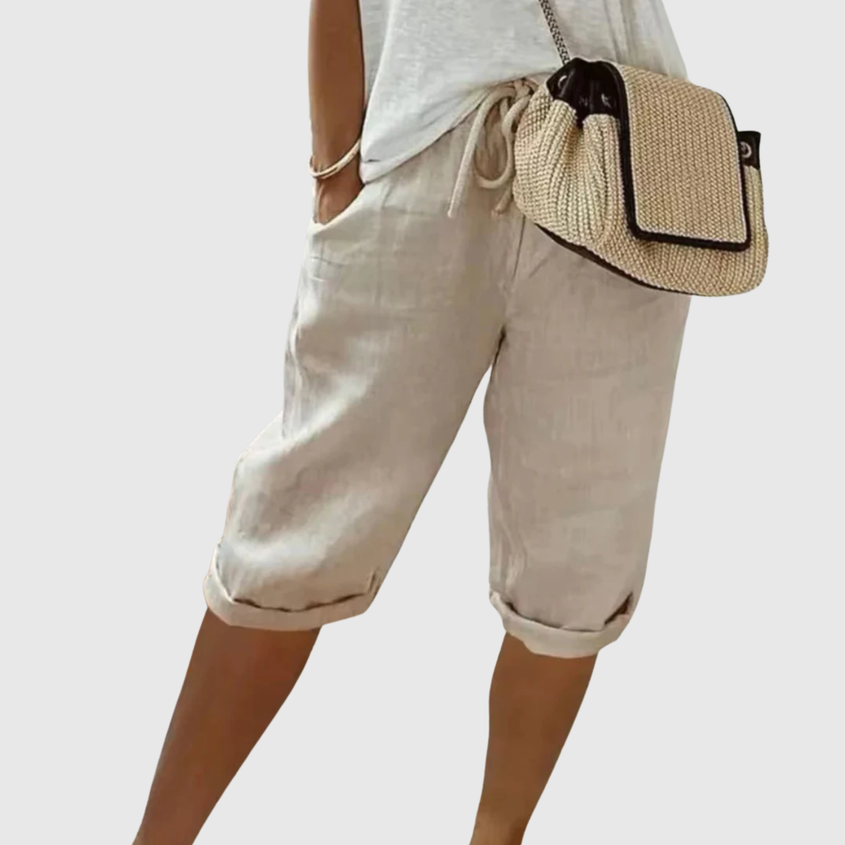 Camille Cuffed Drawstring Capri Pants