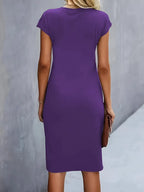 Jula - Women's Midi Dress with Ruching Detail and Short Sleeves