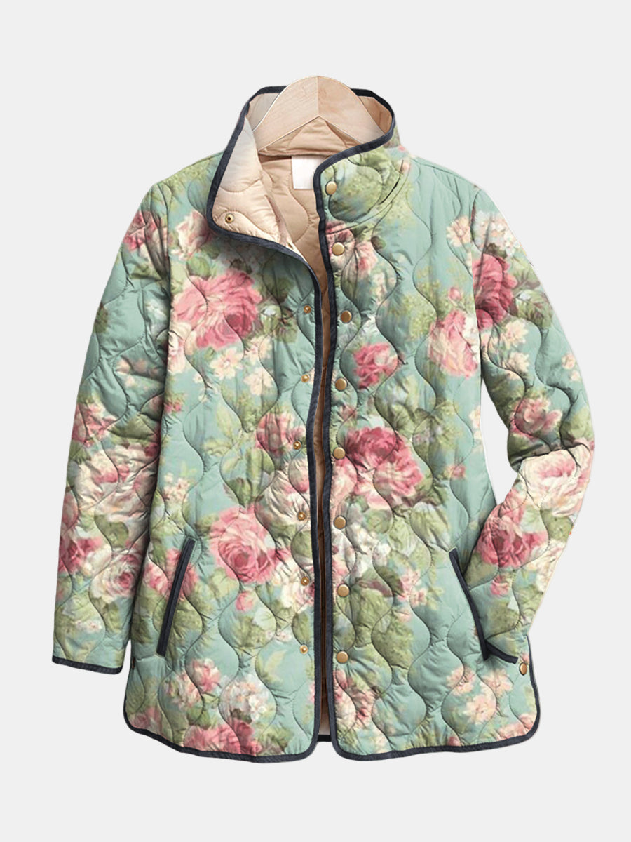 Carys | Retro Floral Patterned Quilted Jacket 1