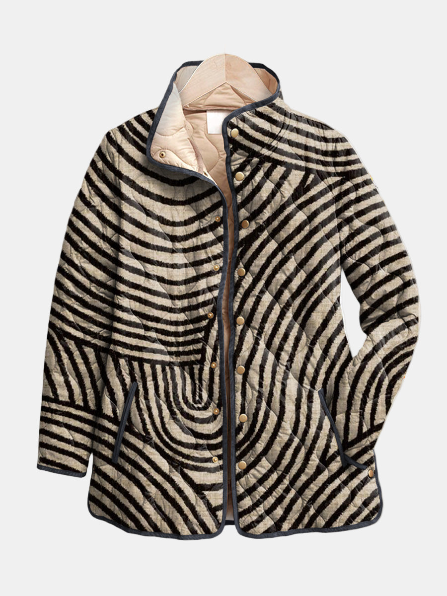 Inaya | Retro Hand-Drawn Circle Design Quilted Jacket 1