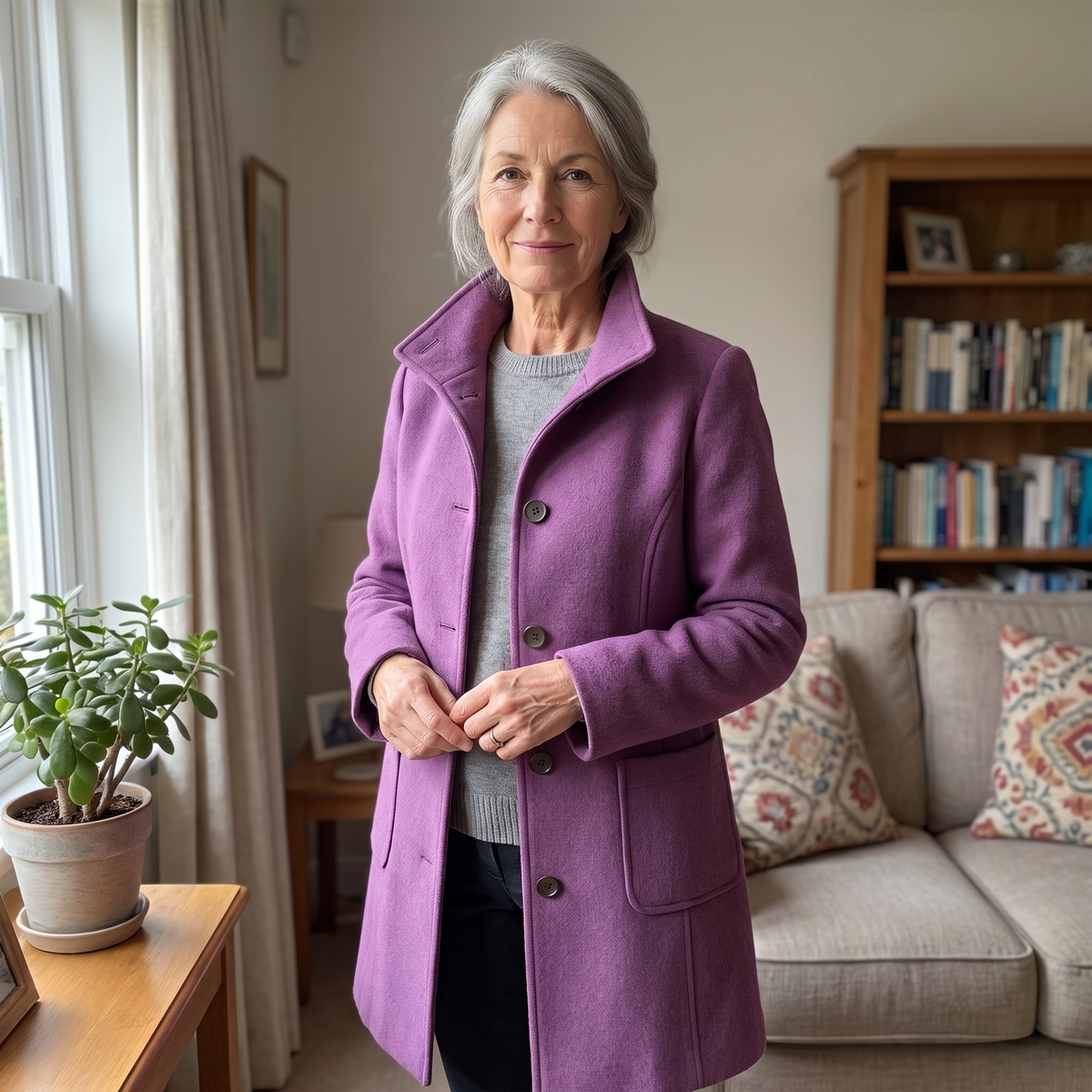 Serena Heritage Coat purple styling view