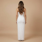 Women's Wedding Guest Strapless Floral Maxi Dress