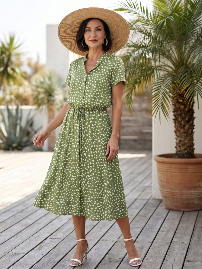Belladonna | Printed Button Front Belted Midi Dress 1