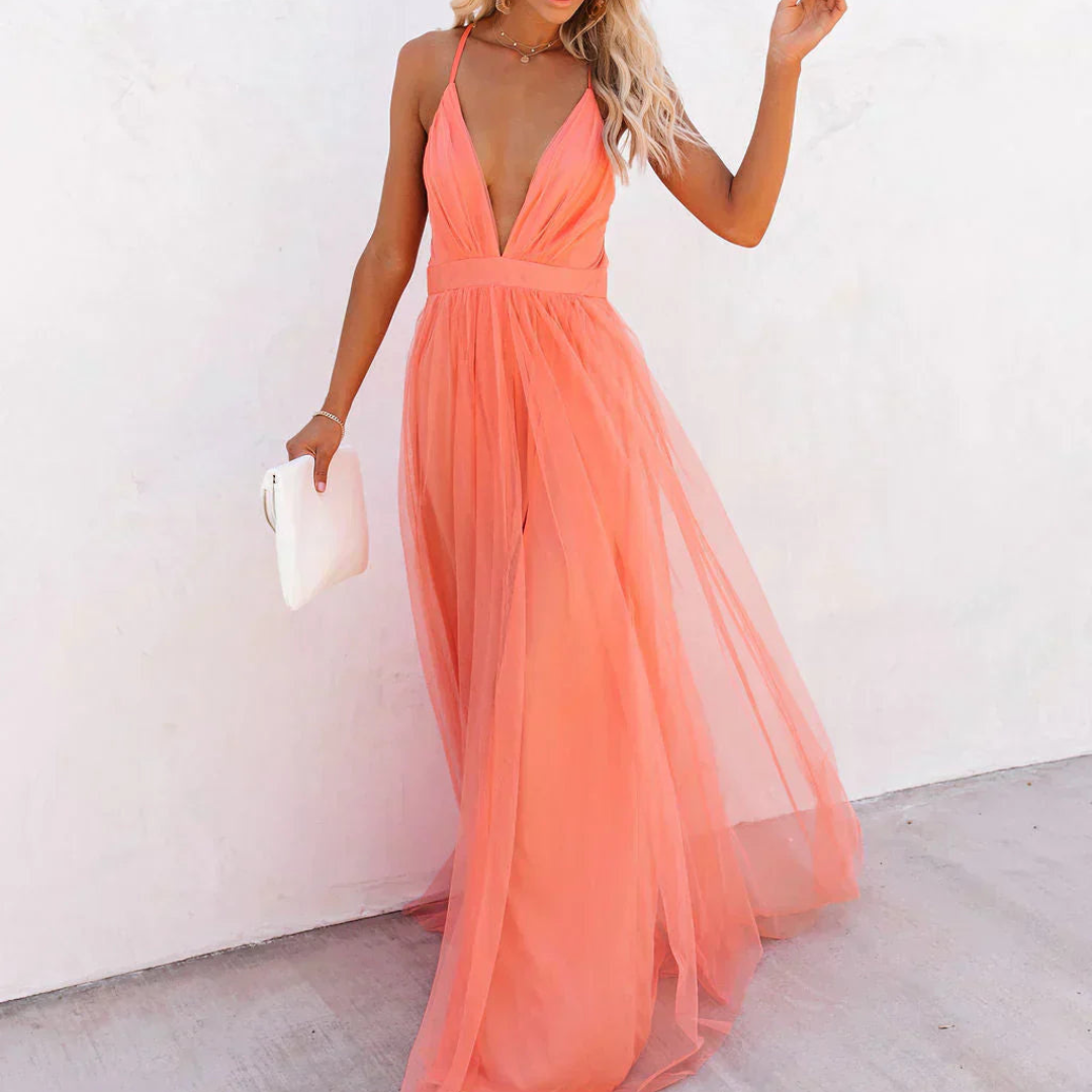 Ginevra Light Coral Maxi Dress