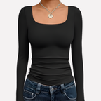 Women’s Square Neck Long Sleeve Crop Top