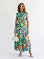 Lila | Floral V-Neck Tiered Midi Dress 1