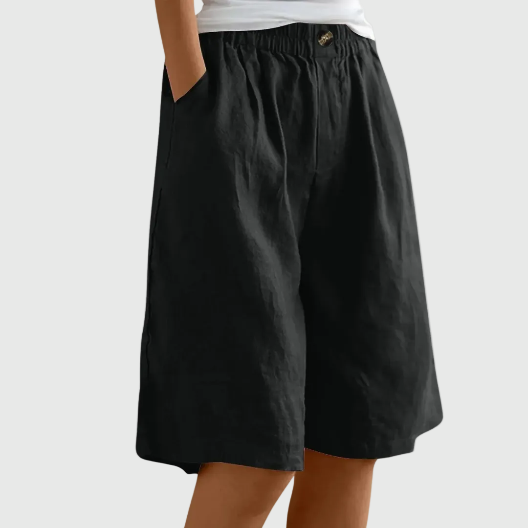 Miley Elastic-Waist Long Shorts