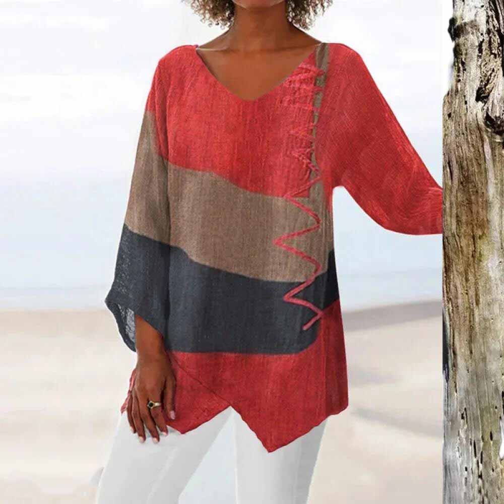 Liene - Women's Tunic with Color Block and Loose Fit