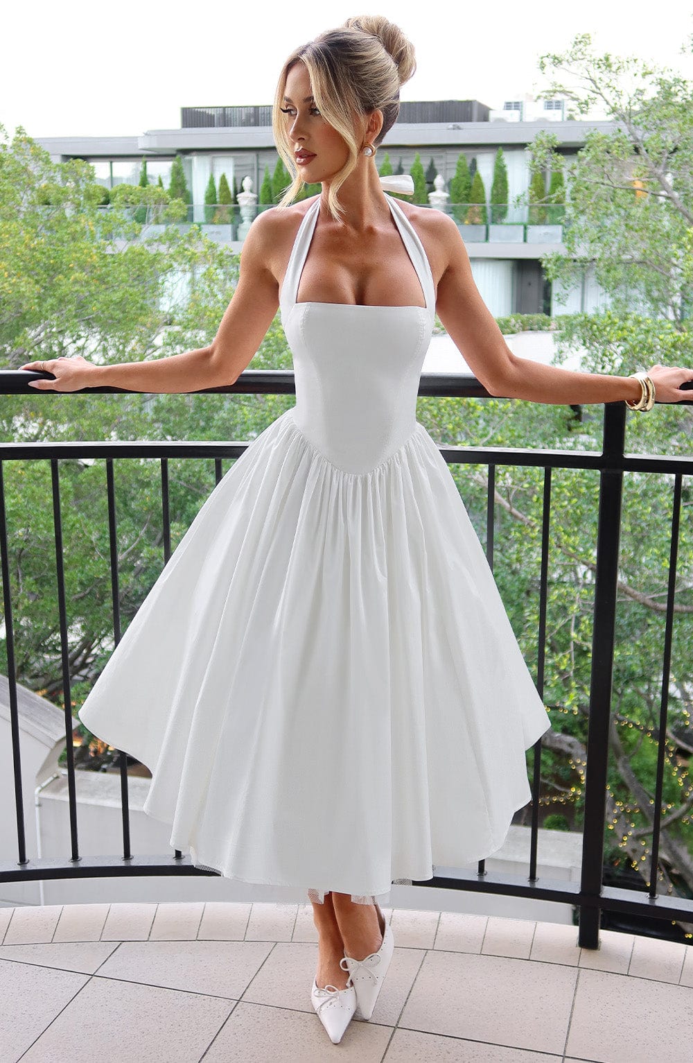 Women’s Wedding Guest Halter Midi Dress