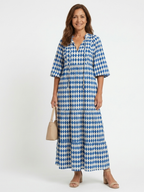 Elodie | Diamond Print Tiered Midi Dress 1