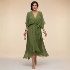 Sfumato Chiffon V-Neck Dress
