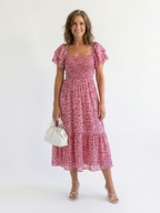 Odette | Off Shoulder Floral Smocked Midi Dress 1