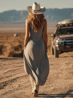 Casual Sporty Retro Irregular American Flag Print Vest Midi Dress