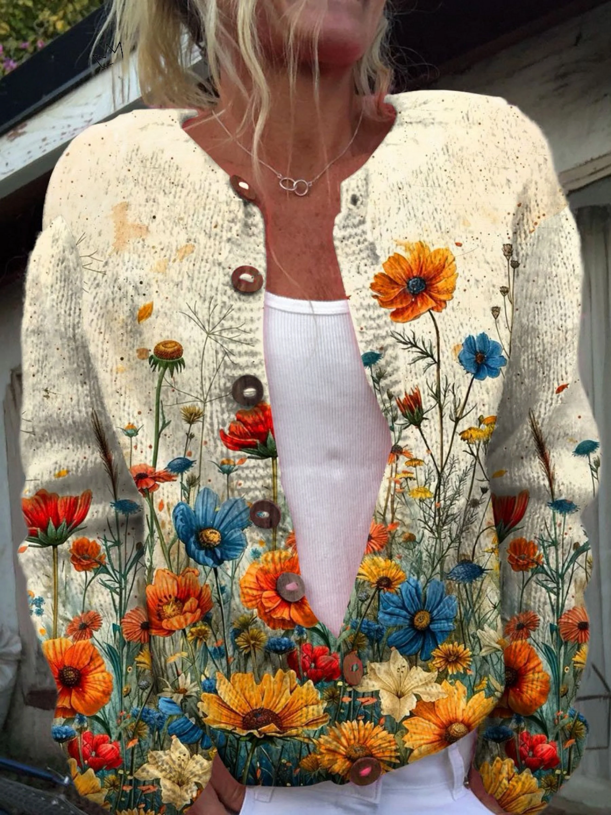 Tansy™ | Vintage Floral Print Cardigan Sweater 1
