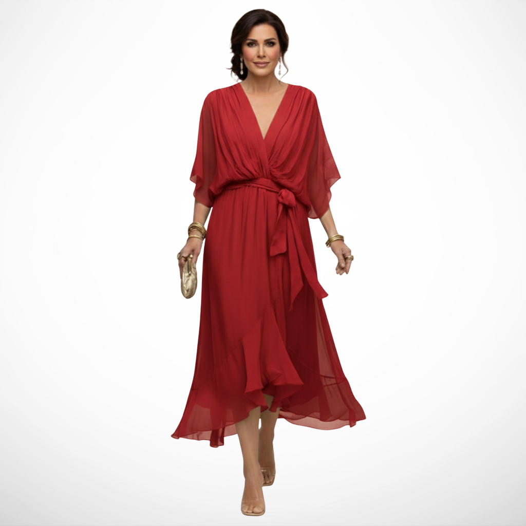 Sfumato Chiffon V-Neck Dress