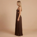 Nancy - Pleated Halter Cut-Out Maxi Dress
