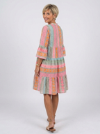 Maelle | Geometric Print V Neck Tiered Knee Length Dress 3