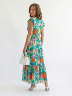 Lila | Floral V-Neck Tiered Midi Dress 3