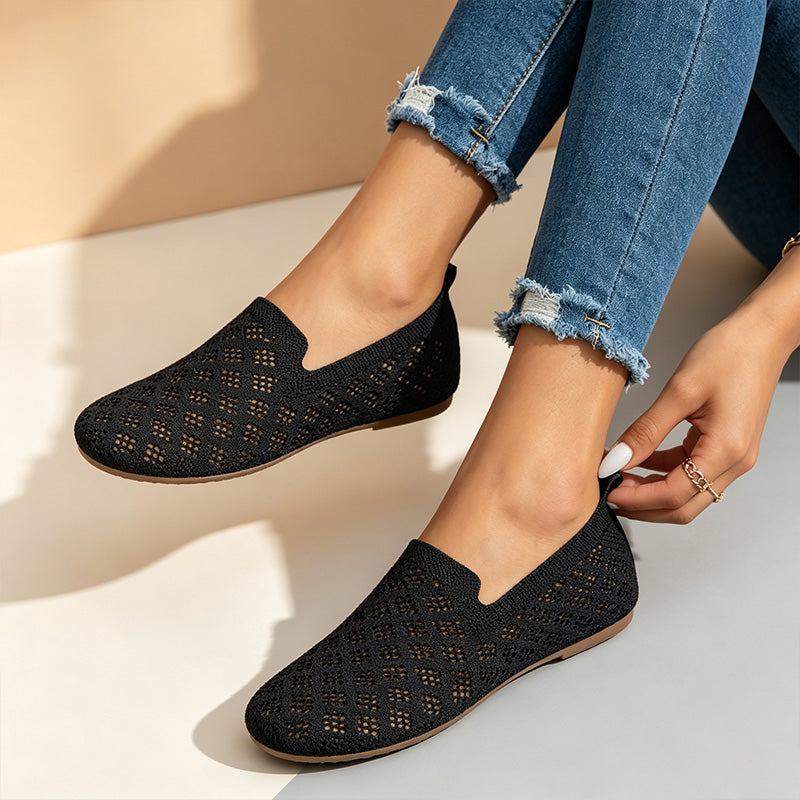 Patterned Knit Slip-On Flats - View 3