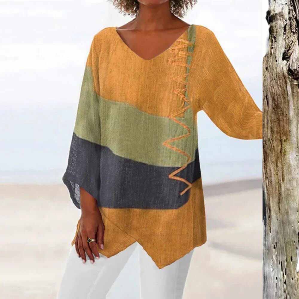Liene - Women's Tunic with Color Block and Loose Fit