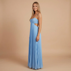 Nancy - Pleated Halter Cut-Out Maxi Dress