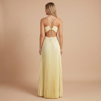 Nancy - Pleated Halter Cut-Out Maxi Dress