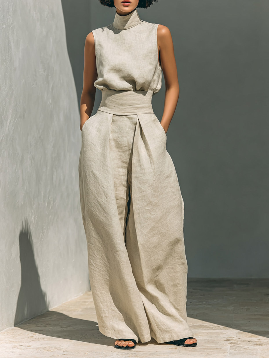 Tina Sleeveless Wide-Leg Pants Set