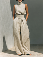 Tina Sleeveless Wide-Leg Pants Set
