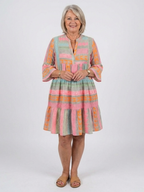 Maelle | Geometric Print V Neck Tiered Knee Length Dress 4