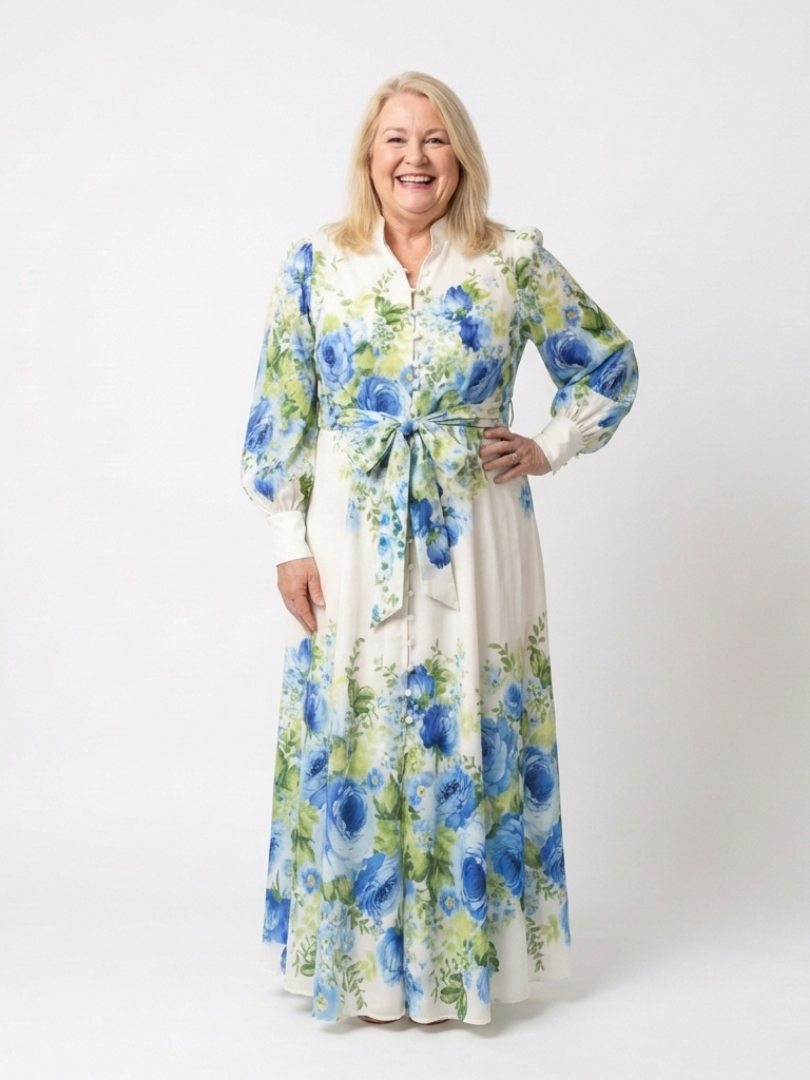 Harper | Long Sleeve Floral Button Front Maxi Dress 3