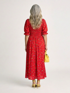 Delphine | Square Neck Floral Puff Sleeve Midi Dress 4