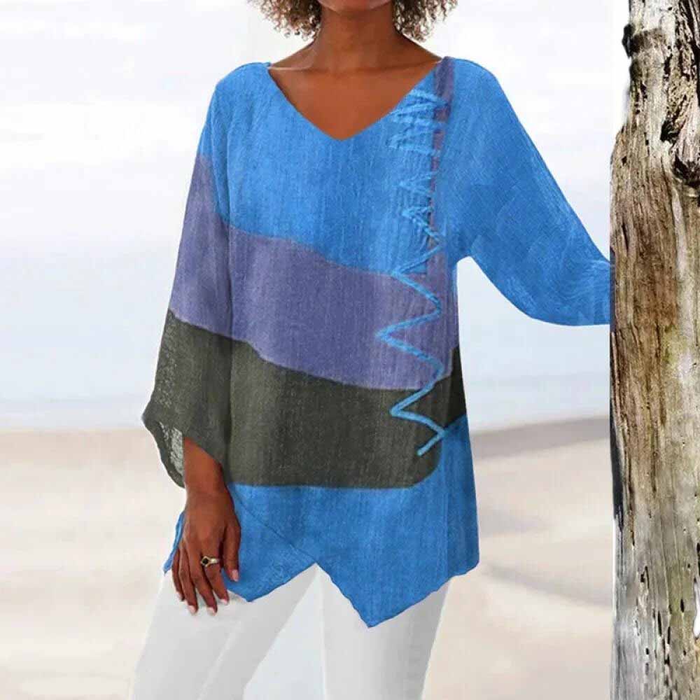 Liene - Women's Tunic with Color Block and Loose Fit
