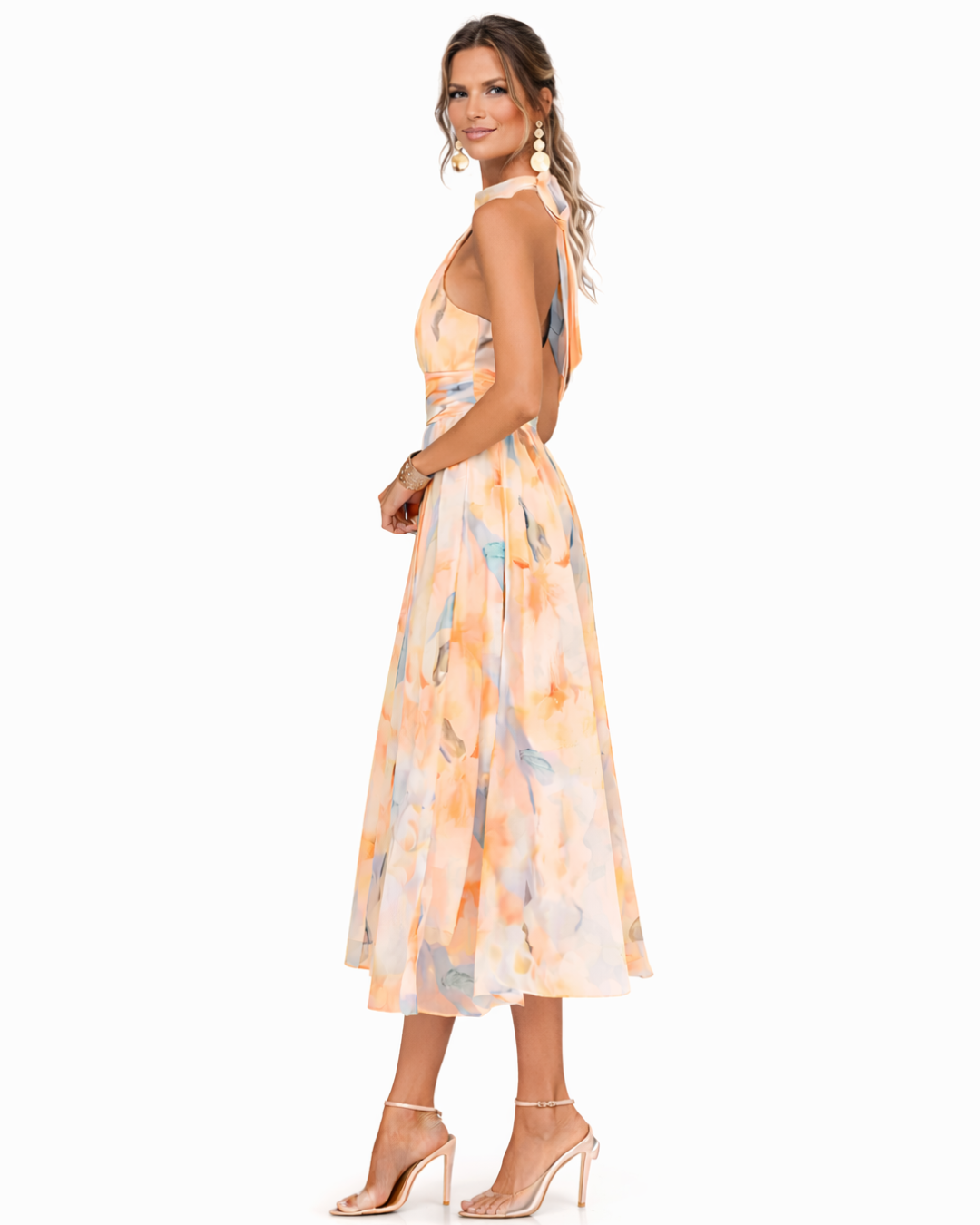 Aurora Halter Watercolor Maxi Dress