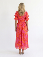 Willow | Floral V Neck Puff Sleeve Midi Dress 4