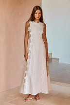 Women's Wedding Guest Lace Up Sleeveless Maxi Dress