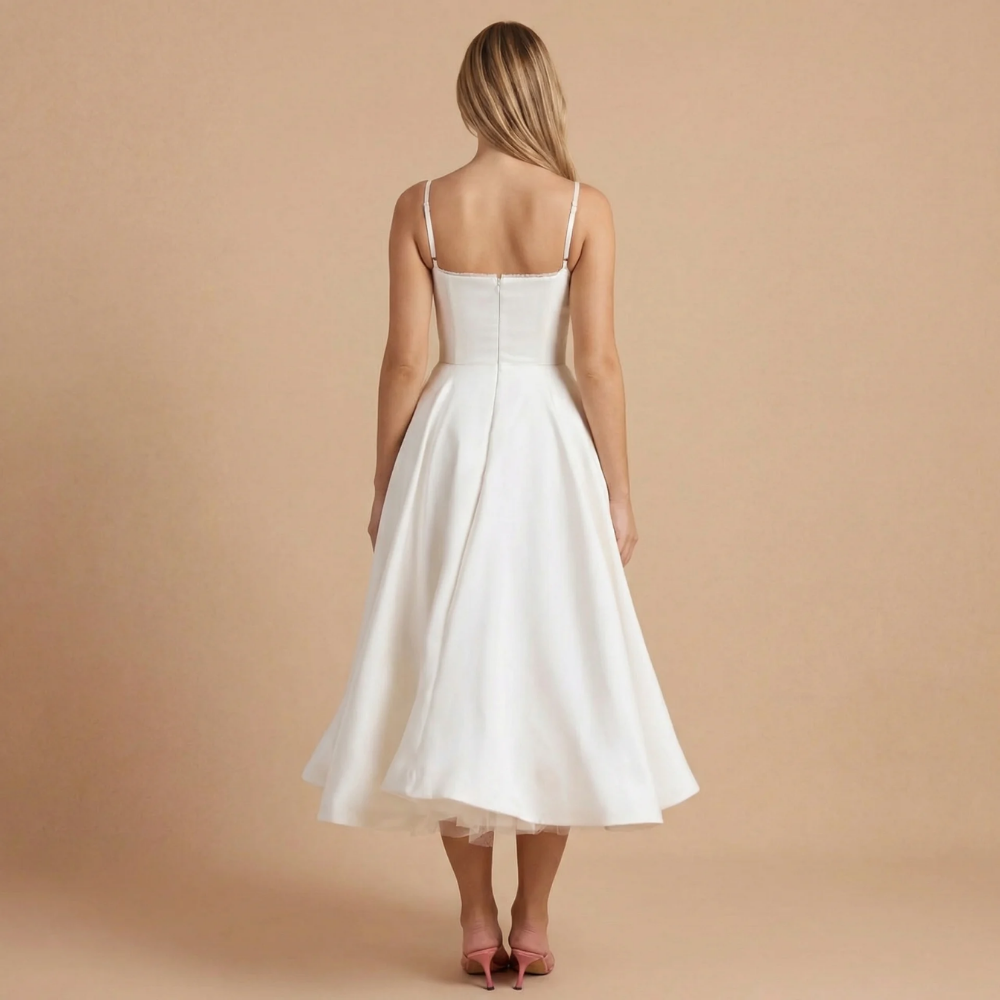 Women's Cocktail Sweetheart Neck Fit and Flare Midi Dress
