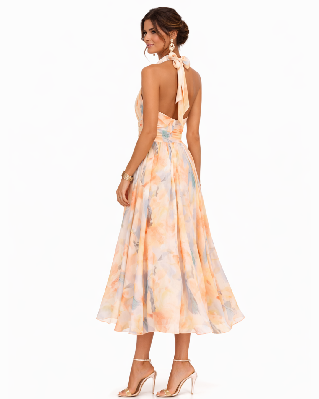 Aurora Halter Watercolor Maxi Dress